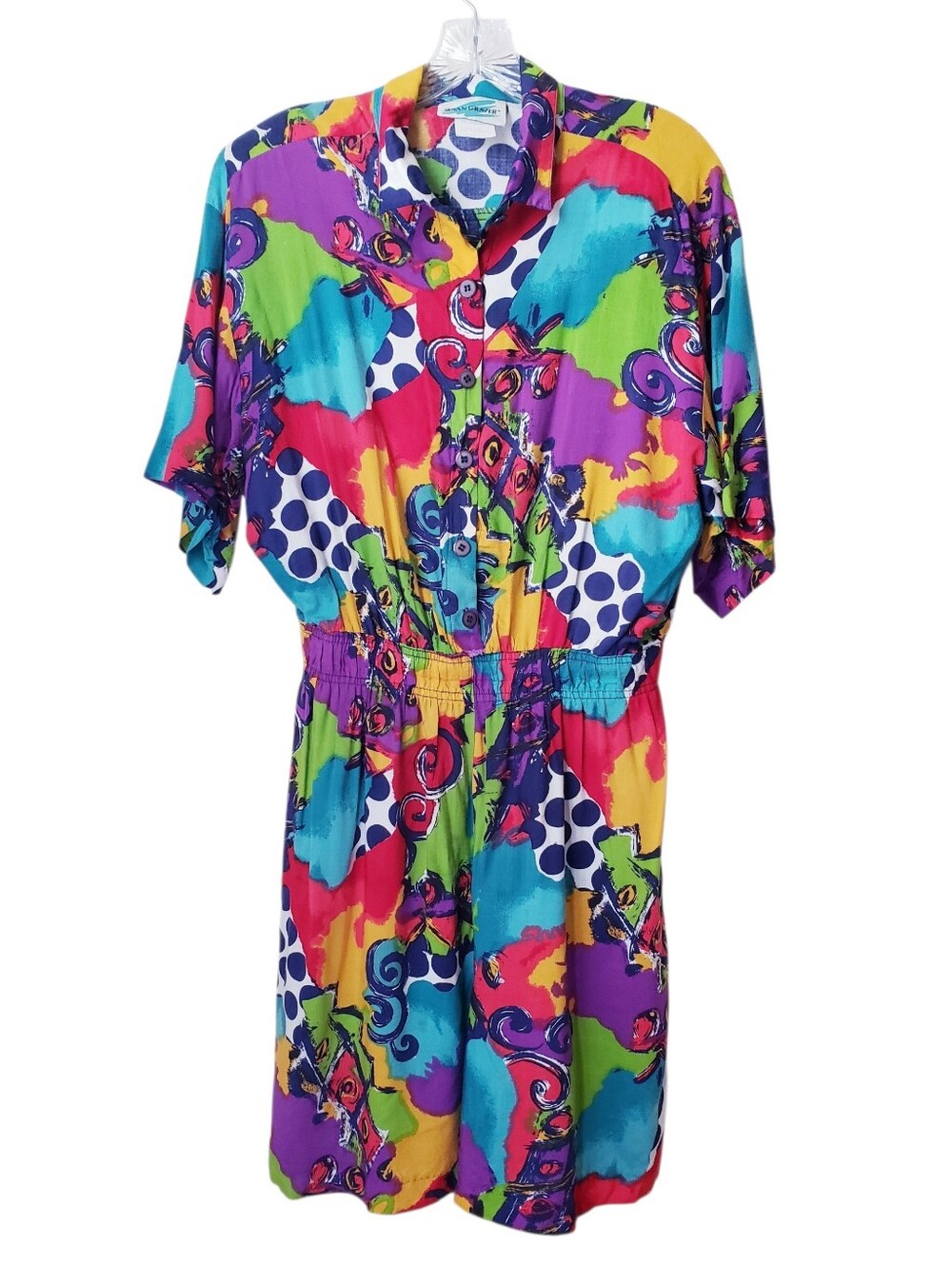 Vintage Susan Graver Abstract Geometric Colorful Romper Jumpsuit Shorts